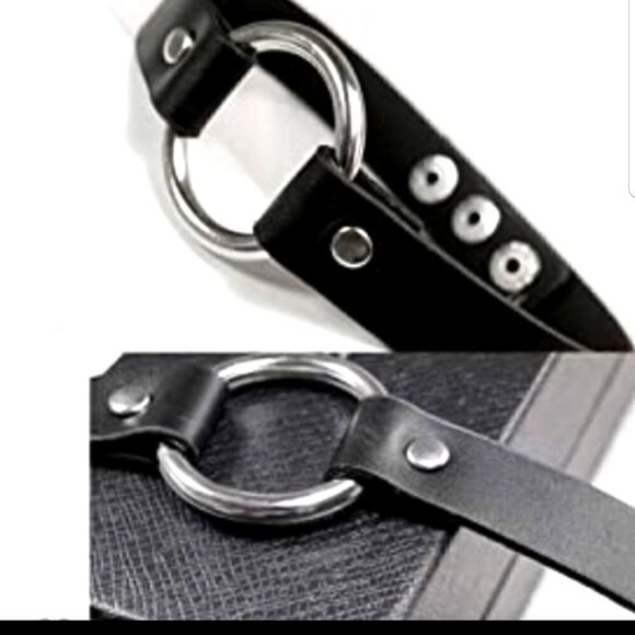Adjustable Leather Choker Collar Soft PU Circle Punk Choker Necklace - Picture 1 of 3